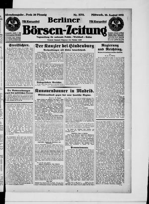 Berliner Börsen-Zeitung vom 10.08.1932