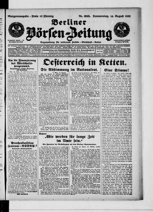 Berliner Börsen-Zeitung vom 18.08.1932