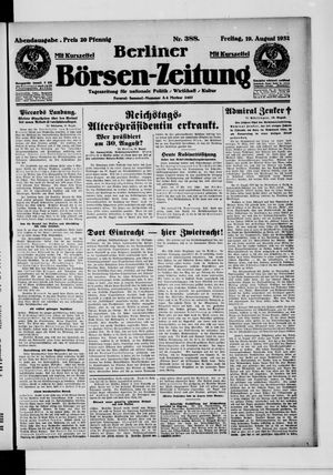 Berliner Börsen-Zeitung vom 19.08.1932