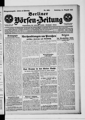 Berliner Börsen-Zeitung vom 21.08.1932