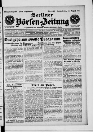 Berliner Börsen-Zeitung vom 27.08.1932