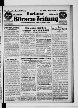 Berliner Börsen-Zeitung vom 27.08.1932