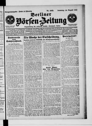 Berliner Börsen-Zeitung vom 28.08.1932