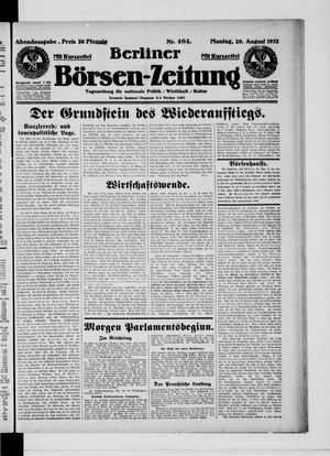 Berliner Börsen-Zeitung vom 29.08.1932