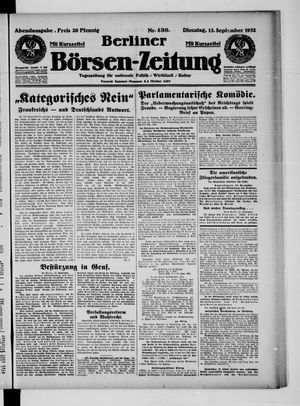 Berliner Börsen-Zeitung vom 13.09.1932