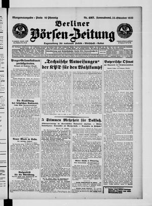Berliner Börsen-Zeitung vom 22.10.1932