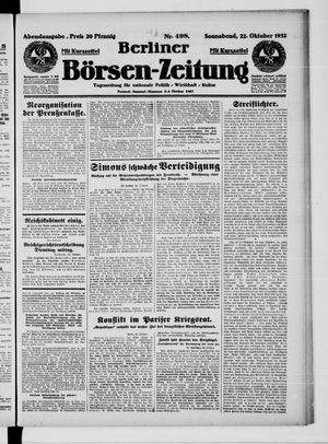 Berliner Börsen-Zeitung vom 22.10.1932