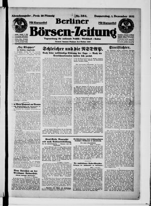 Berliner Börsen-Zeitung vom 01.12.1932