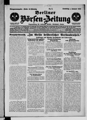 Berliner Börsen-Zeitung vom 01.01.1933