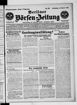 Berliner Börsen-Zeitung vom 08.01.1933