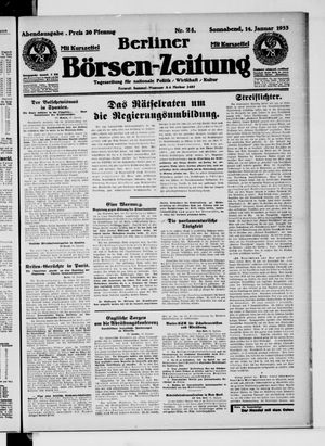 Berliner Börsen-Zeitung vom 14.01.1933