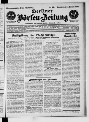 Berliner Börsen-Zeitung vom 21.01.1933