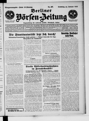 Berliner Börsen-Zeitung vom 22.01.1933