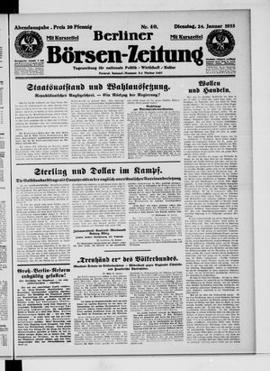 Berliner Börsen-Zeitung vom 24.01.1933