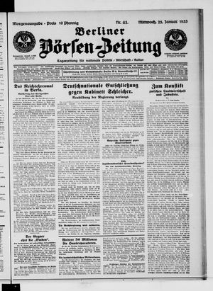 Berliner Börsen-Zeitung vom 25.01.1933