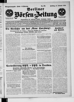 Berliner Börsen-Zeitung vom 27.01.1933