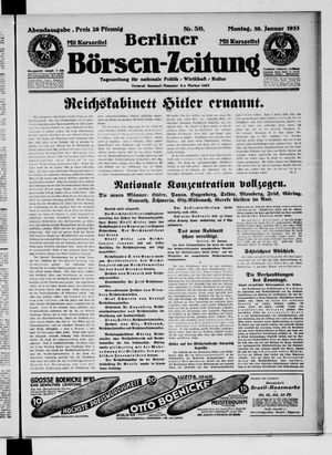 Berliner Börsen-Zeitung vom 30.01.1933