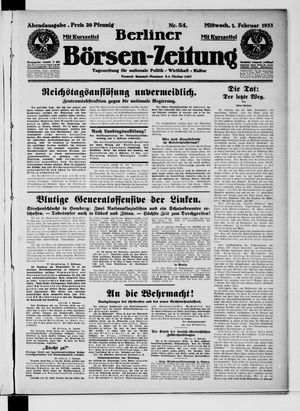 Berliner Börsen-Zeitung vom 01.02.1933