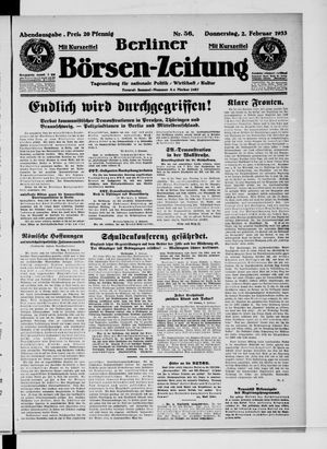 Berliner Börsen-Zeitung vom 02.02.1933