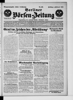 Berliner Börsen-Zeitung vom 03.02.1933