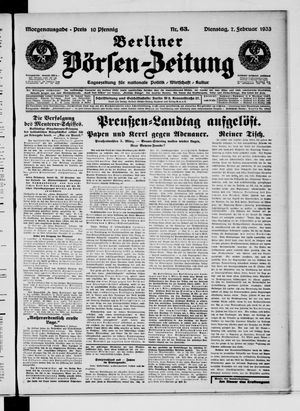 Berliner Börsen-Zeitung on Feb 7, 1933
