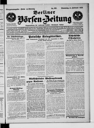 Berliner Börsen-Zeitung vom 21.02.1933