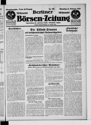 Berliner Börsen-Zeitung vom 21.02.1933