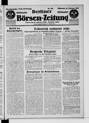 Berliner Börsen-Zeitung vom 22.02.1933