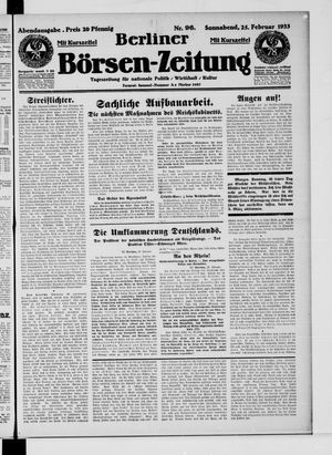 Berliner Börsen-Zeitung vom 25.02.1933