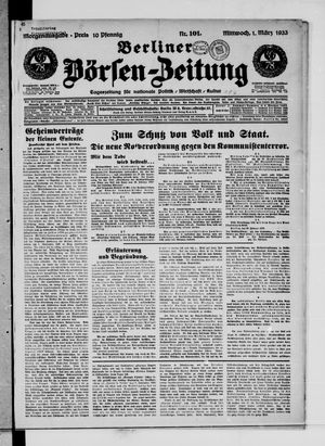 Berliner Börsen-Zeitung vom 01.03.1933