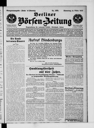 Berliner Börsen-Zeitung vom 21.03.1933