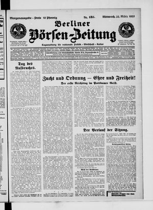 Berliner Börsen-Zeitung vom 22.03.1933