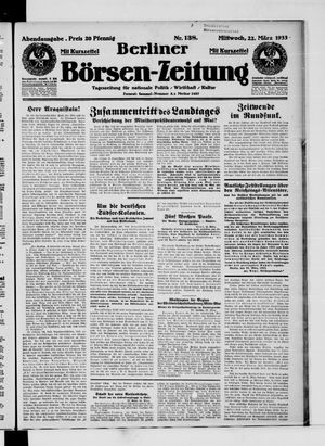 Berliner Börsen-Zeitung vom 22.03.1933