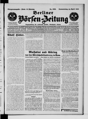 Berliner Börsen-Zeitung vom 20.04.1933