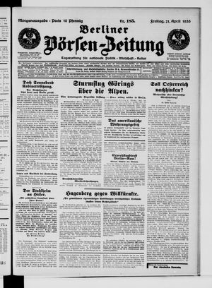 Berliner Börsen-Zeitung vom 21.04.1933