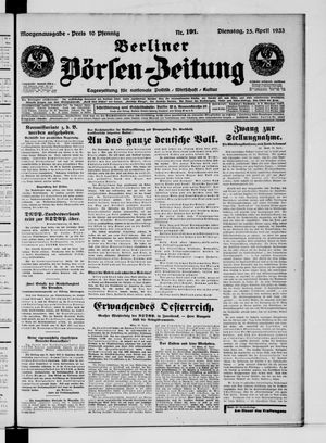 Berliner Börsen-Zeitung vom 25.04.1933