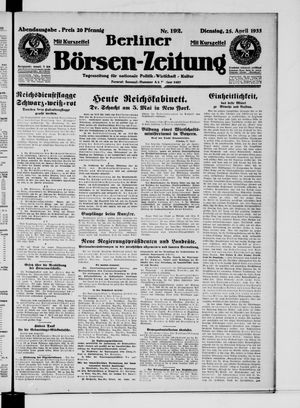 Berliner Börsen-Zeitung vom 25.04.1933
