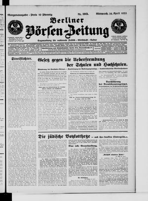 Berliner Börsen-Zeitung vom 26.04.1933