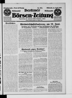 Berliner Börsen-Zeitung vom 26.04.1933