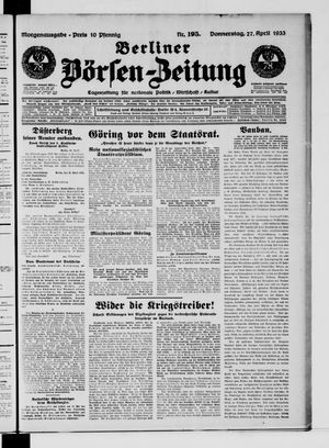 Berliner Börsen-Zeitung vom 27.04.1933