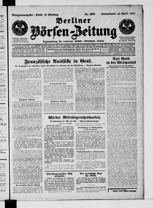 Berliner Börsen-Zeitung vom 29.04.1933
