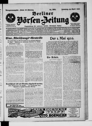 Berliner Börsen-Zeitung vom 30.04.1933