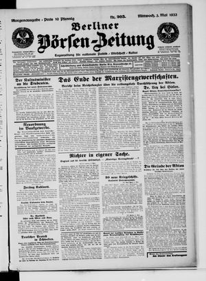 Berliner Börsen-Zeitung vom 03.05.1933