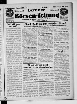 Berliner Börsen-Zeitung vom 03.05.1933