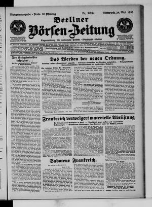 Berliner Börsen-Zeitung vom 24.05.1933