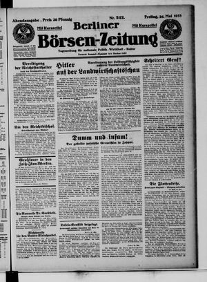 Berliner Börsen-Zeitung vom 26.05.1933