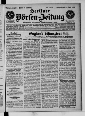 Berliner Börsen-Zeitung vom 27.05.1933