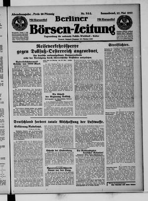 Berliner Börsen-Zeitung vom 27.05.1933