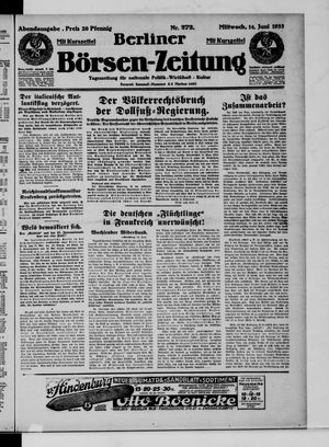 Berliner Börsen-Zeitung vom 14.06.1933