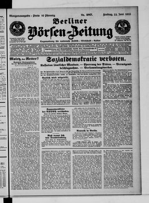 Berliner Börsen-Zeitung vom 23.06.1933